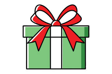 Christmas present bow vector line art, clipart illustration with isolated on white background