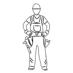 builder sketch, vector on white background