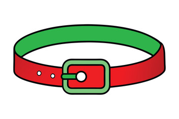 Christmas santa belt vector line art, clipart illustration with isolated on white background