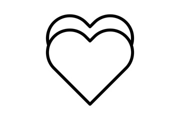 An elegant outline design featuring a heart, a heart struck by an arrow, a broken heart, and a heart in love, capturing the different phases of love.