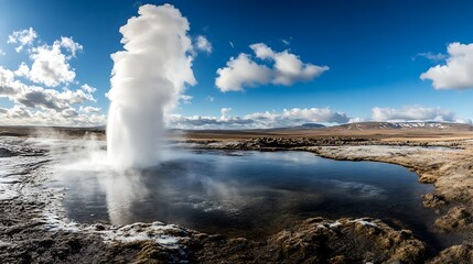 Fototapeta premium Majestic Golden Circle Landscape in Iceland with Geysers, Waterfalls, and Vast Plains