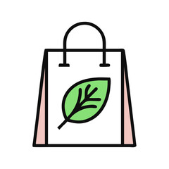  A shopping bag with a leaf, representing eco-friendly or sustainable shopping., bag with leaf