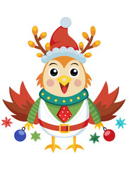 Christmas chicken clipart2