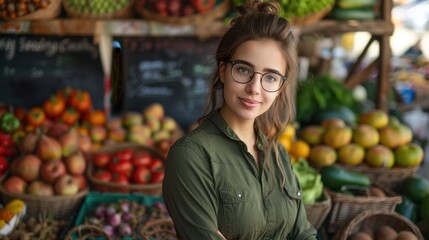Obraz premium The Woman at Market Stand