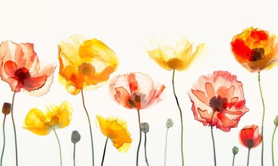 Naklejka premium Collection of grunge oil painted summer flowers isolated on white background