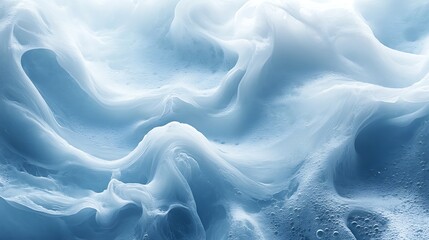 Obraz premium Abstract blue and white foam texture with swirls and bubbles.