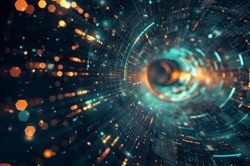 Digital tunnel effect showing concept of data transfer, big data, technology