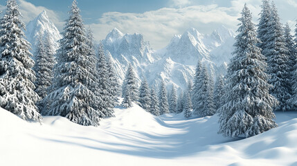 雪の積もった山の風景