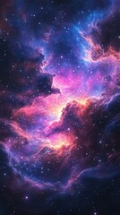 Fototapeta premium Cosmic Nebula with Vibrant Colors and Glowing Stars