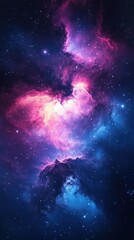 Cosmic Nebula with Pink and Blue Swirls and Stars
