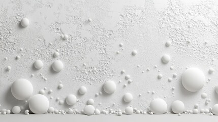 Abstract white background, white circles and dots flow down like a waterfall, creating a sparkling effect. Very suitable for modern digital backgrounds, presentations, and graphic design.