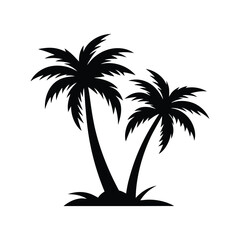 A Palm tree vector silhouette isolated on a white background, Tropical palm tree black clipart. Tropical palm tree © Zahid