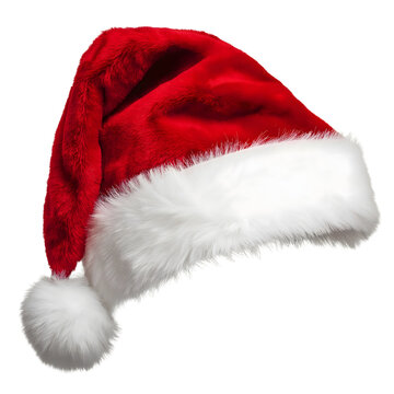 red Santa hat isolated on transparent background Generative Ai.