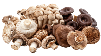 A bunch of mushrooms of different sizes
