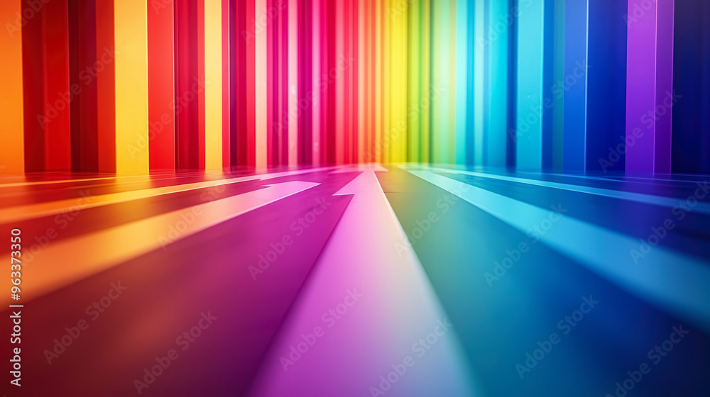 Poster bright colors blend into striped patterns, creating a dynamic and lively background that captivates 