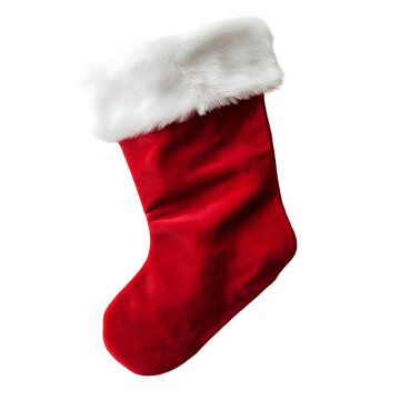 Christmas stocking isolated on transparent background Generative Ai.
