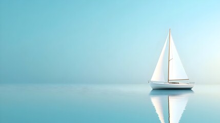 Sailboat on Calm Water with Minimalist Sky - Freedom and Business Leadership Concept