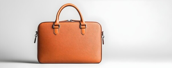 Minimalist Leather Briefcase on White Background - Business Professional and Executive Concept