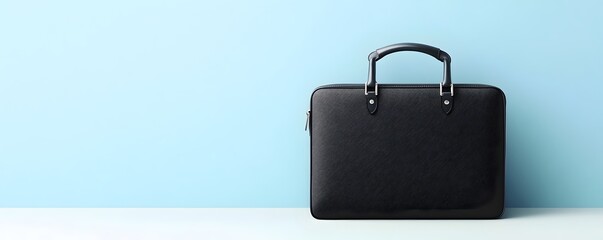 Black Leather Briefcase on Clean Background - Symbol of Professionalism and Business Readiness.