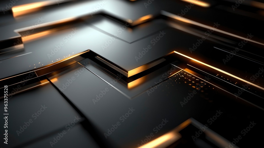 Poster abstract geometric pattern with illuminated edges creating a futuristic design in dark tones during 