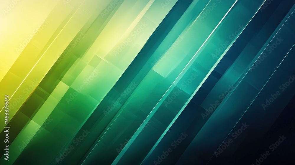 Poster abstract gradient design featuring diagonal lines in vibrant green and yellow hues creating a modern