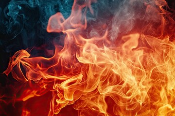 Fototapeta premium Abstract Dance of Fire and Smoke: A Captivating Blend of Fiery Hues and Whimsical Shapes.