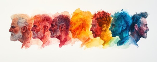 Expressive Bonds: Multigenerational Male Art Therapy Group Creating Vibrant Watercolor Emotions