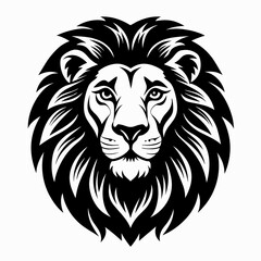 Obraz premium Majestic Lion Face on white background geometric black and white print for t-shirt