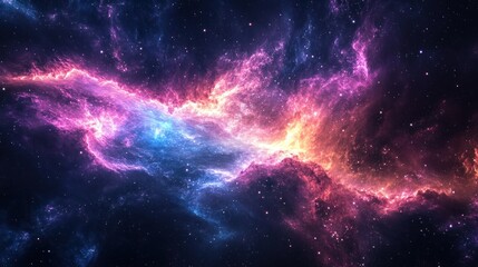 Fototapeta premium A Cosmic Nebula with Vibrant Hues and Interstellar Dust