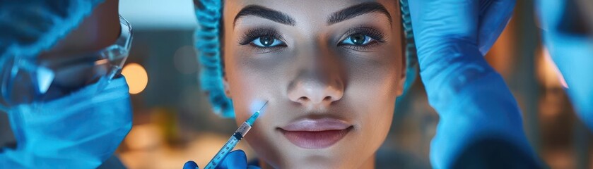 Close-up of a nurse administering a vaccine detailed textures and precision