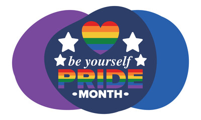 LGBT Pride Month in June. Lesbian Gay Bisexual Transgender. Celebrated annual. LGBT flag. Rainbow love concept. Human rights and tolerance. Poster, card, banner and background. Vector illustration