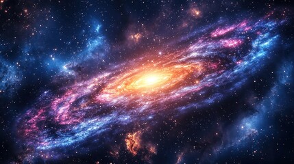 Fototapeta premium A Spiral Galaxy with a Bright Core in a Starry Night Sky