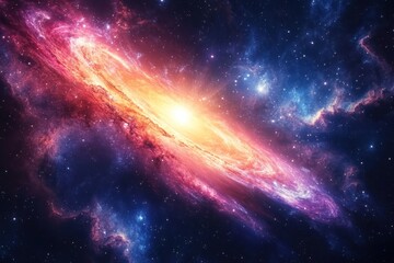 Naklejka premium A Vibrant Spiral Galaxy Amidst a Starry Cosmos