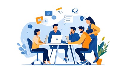 Business team working together on a project.