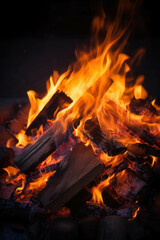 Campfire Blaze: A mesmerizing close-up of a crackling campfire, flames dancing in the night. Warmth, light, and a sense of connection are evoked, perfect for evoking a cozy atmosphere.
