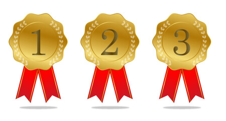 Realistic Award Medal Winner Gold Bronze Silver Medal First Place Champion Honor Vector Prize Ceremony Shiny Circle Best, Medal Clipart