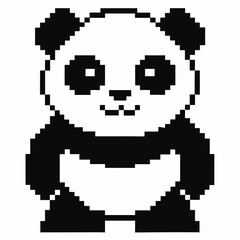 Pixel Art Panda Illustration Cute Retro Design of a Black and White Bear