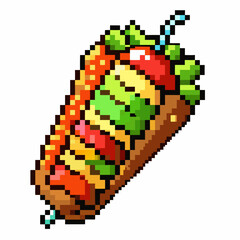 Fototapeta premium Pixel Art Colorful Wrapped Sandwich with Vegetables and Skewered Detail