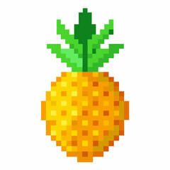 Fototapeta premium Pixel Art Pineapple Icon Retro 8 Bit Styled Fruit Illustration for Digital and Print Projects