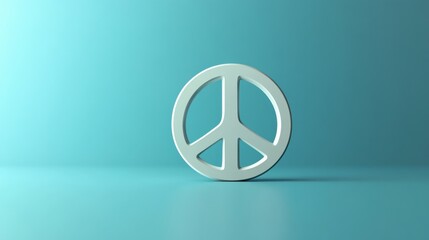 Peace symbol on minimalist blue color background