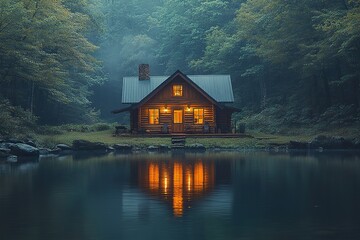 A peaceful view of a secluded cabin in the woods symbolizing retreat and self reflection