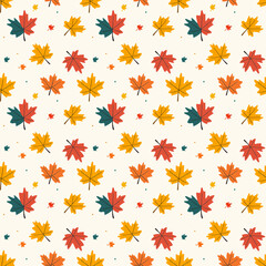 seamless tile of pretty orange illustrated autumn leaves