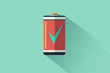 Obraz premium Fully Charged: A Simple, Flat Design Battery Icon with a Checkmark