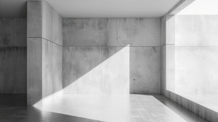 Obraz premium Empty studio room with concrete wall and floor, well-designed for product display and text presentation on gray backdrop.