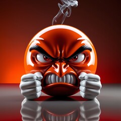 Angry red face with clenched fists, steam from head. Suitable for illustrating anger, frustration, stress, and intense emotions.
