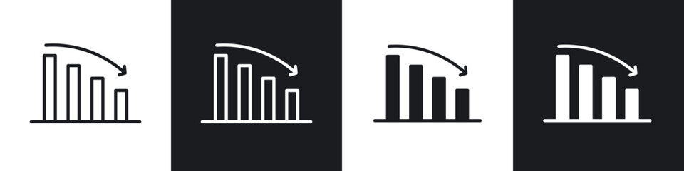 Reduction chart icon in filled and stroke
