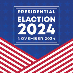 Presidental election day. Vote 2024 in USA, banner design.Political election campaign.Patriotic American element. Poster, card, banner and background. Vector illustration.