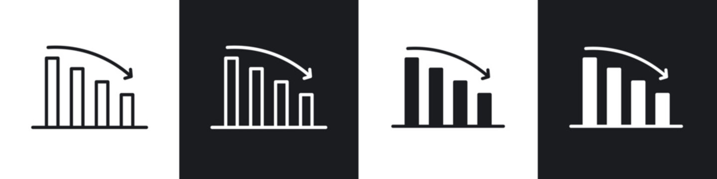 Reduction chart icon in filled and stroke