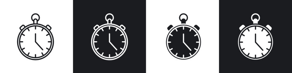 Stop watch icon in filled and stroke