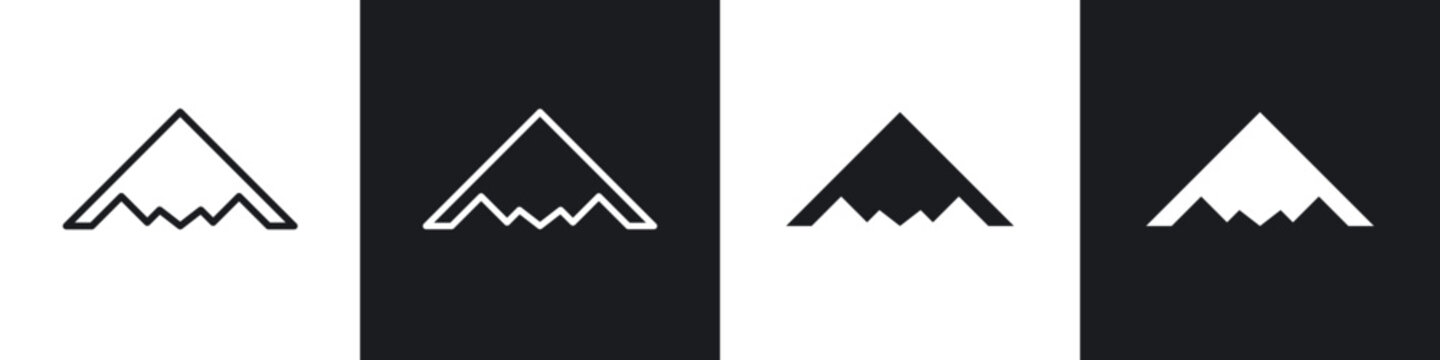 Stealth plane icon in filled and stroke